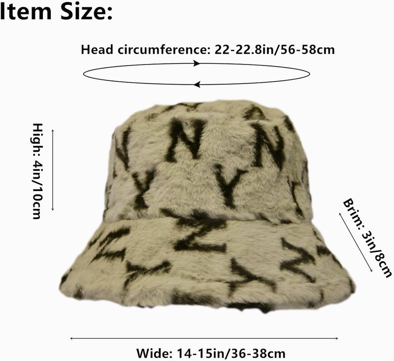 Glory Max Winter Fluffy Plush Bucket Hat Cozy Faux Fur Wide Brim Adjustable Size for Women - Image 5